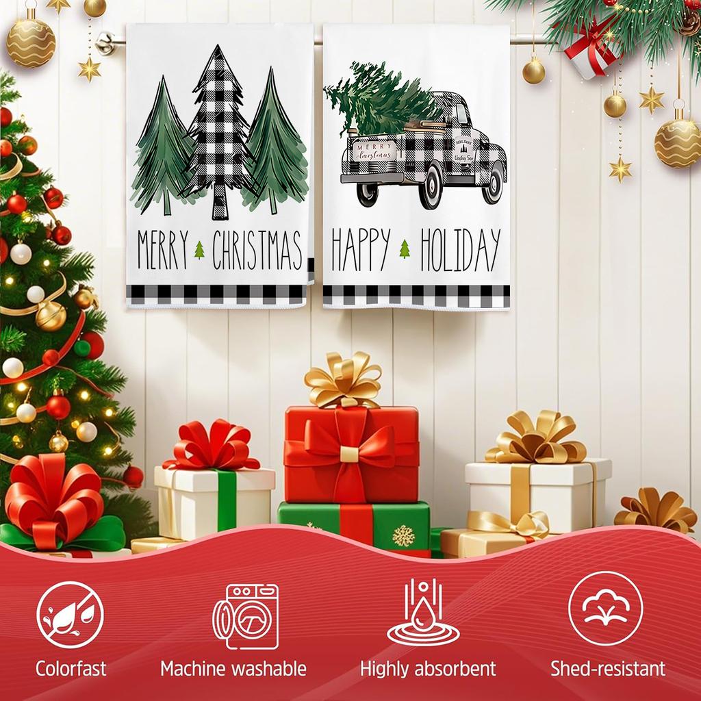 2 Stück Handtücher mit Weihnachtsmuster und Schneemannmuster, erhältlich in verschiedenen Stilen für vielseitige Verwendung in Küchen und Wohnzimmern