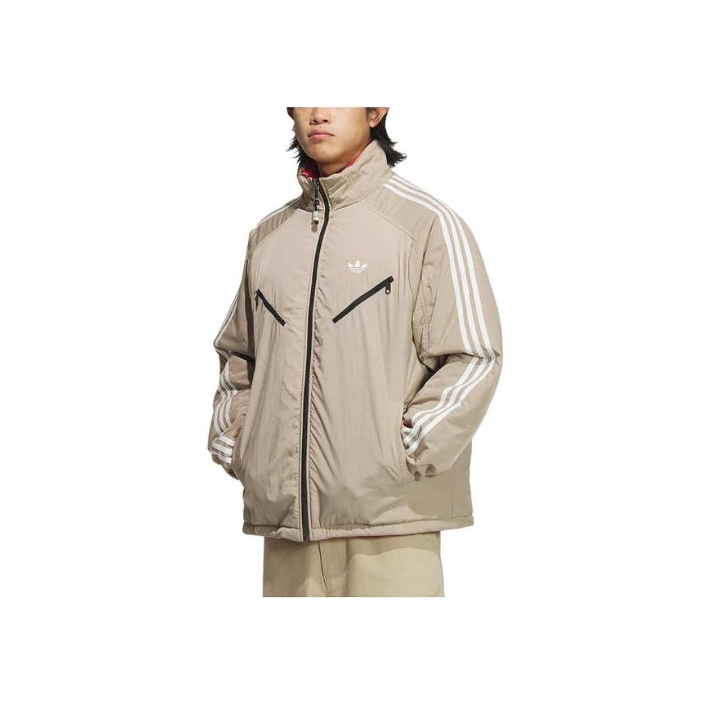 Adidas Originals Lny Rev Comfortable Sports Striped Loose Reversible Cotton Jacket Men Jacket Light-Crimson Shadow-Khaki-Brown KA0822
