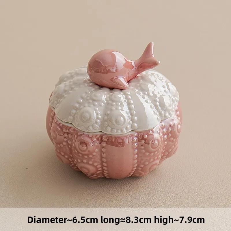 Ceramic Blue Whale Jewelry Box Small Creative Cute Storage Jar Jewelry Ring Necklace Storage Box Desktop Decoration Crafts Gifts