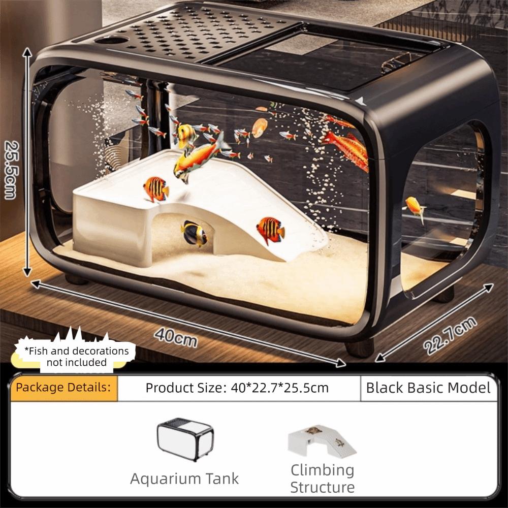 

Clear Viewing Fish Tank Compact Desktop Aquarium Durable Ecological Cycle System Office чорний