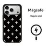 C Family Schwarz-Weiß Gepunktete Blume MagSafe Hülle für Apple 17 Pro Max/16 Pro