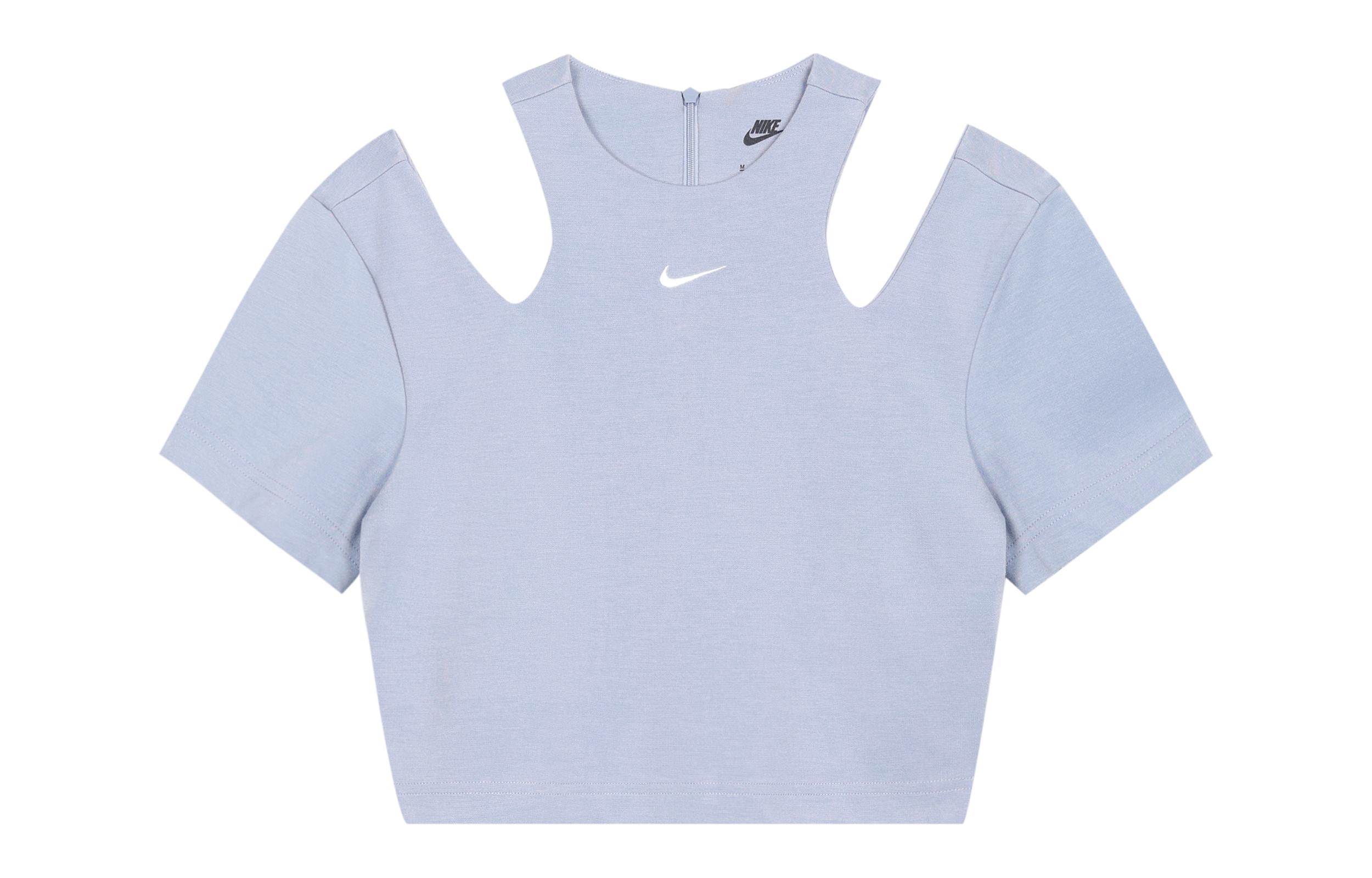 Nike Crop Tops Women s Indigo Mist Crew Neck Moderate DV7963-519 XL