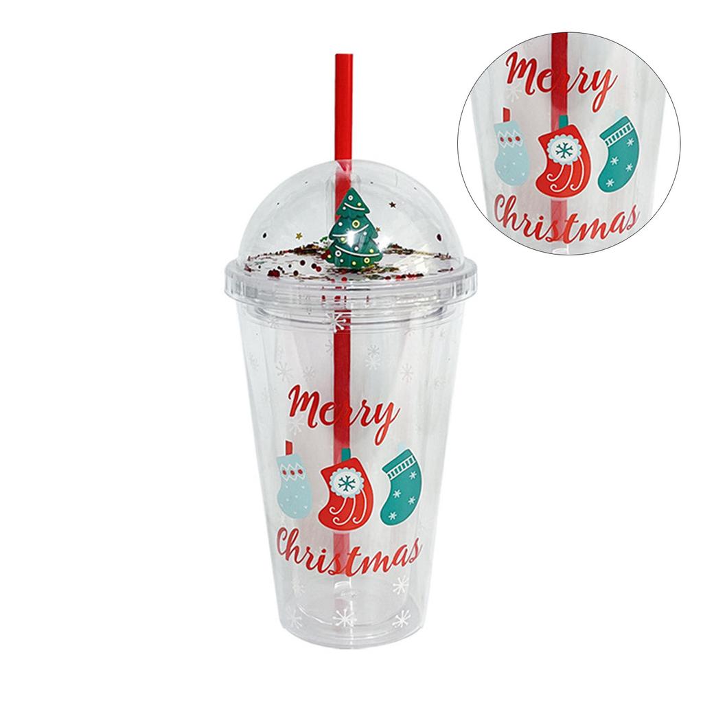 450ml Double Wall Insulated Glitter Cup Reusable Water Tumbler Straw Cups Plastic Drinking Cup Perfect Gift for Children