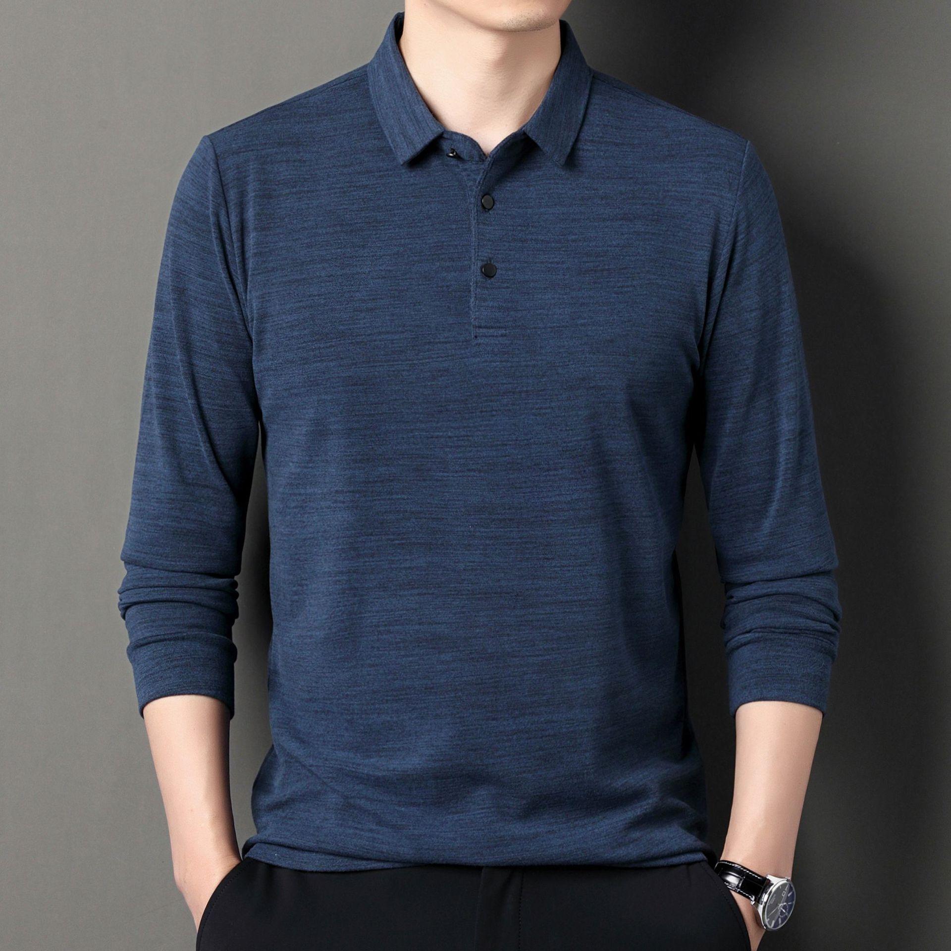 

Мужская хлопковая футболка с длинным рукавом, средний лацкан сверху, повседневная деловая рубашка поло 4XL