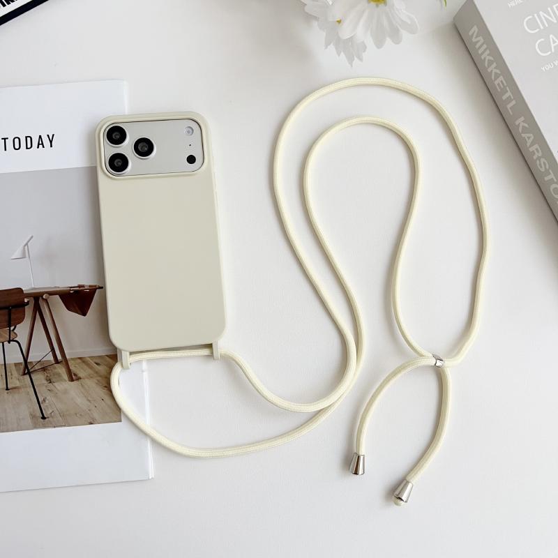 Crossbody Lanyard Flüssigsilikon Handyhülle Für iPhone 17 Pro Max 15 14 13 16 Pro Max Seil Schulter Candy Farbe Weiche Rückseite