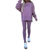 2 Pcs/Set Women Top Pants Suit Round Neck Long Sleeve Irregular Hem Sweatshirt Elastic Waist Solid Color Trousers Winter Daily Wear Tracksuit