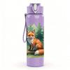 1PC Forest Fox Illustration Print 750ml Color Plastic Sports Water Bottle Leakproof Flip Straw Lid Suitable for Sports Office Home Use