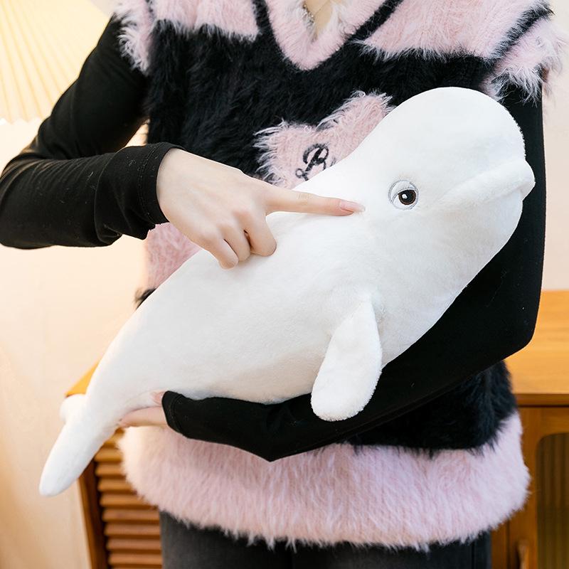Large Beluga Whale Plush Pillow - Marine Animal Series