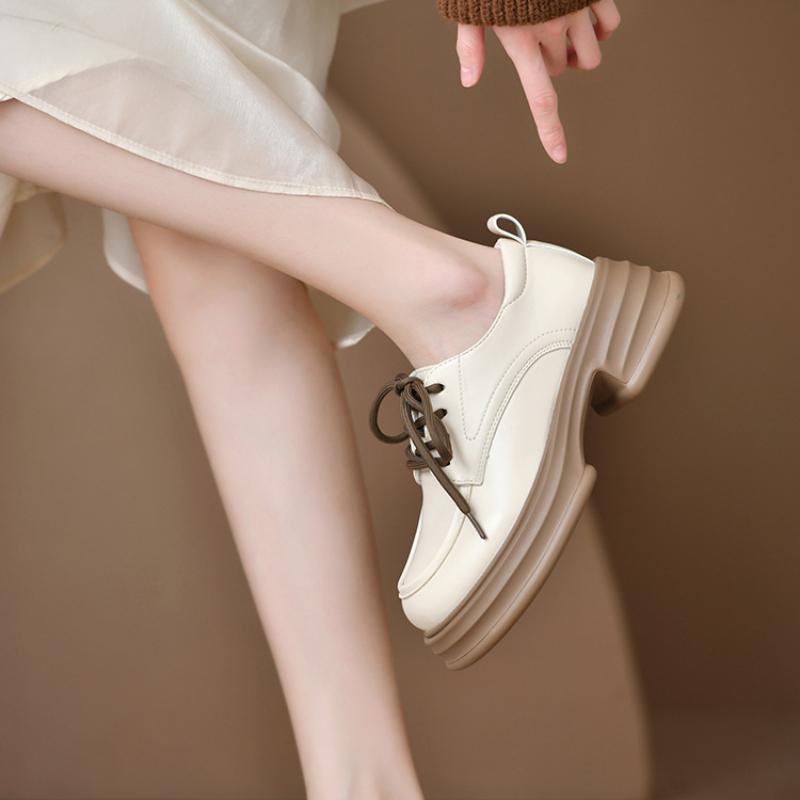 Spring and Autumn Women Shoes Small Leather Shoes Fashion Casual Retro British Style Thick Bottom Shallow mouth Frenulum Shoes
