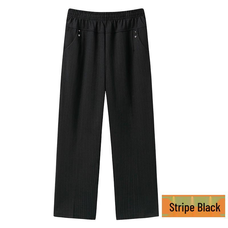 

Casual High-Waist Straight Pants for Middle-Aged and Elderly Women, Autumn Style with Elastic Waist and Angled Pockets, Cotton Fabric. XL (for 80-100 jin)