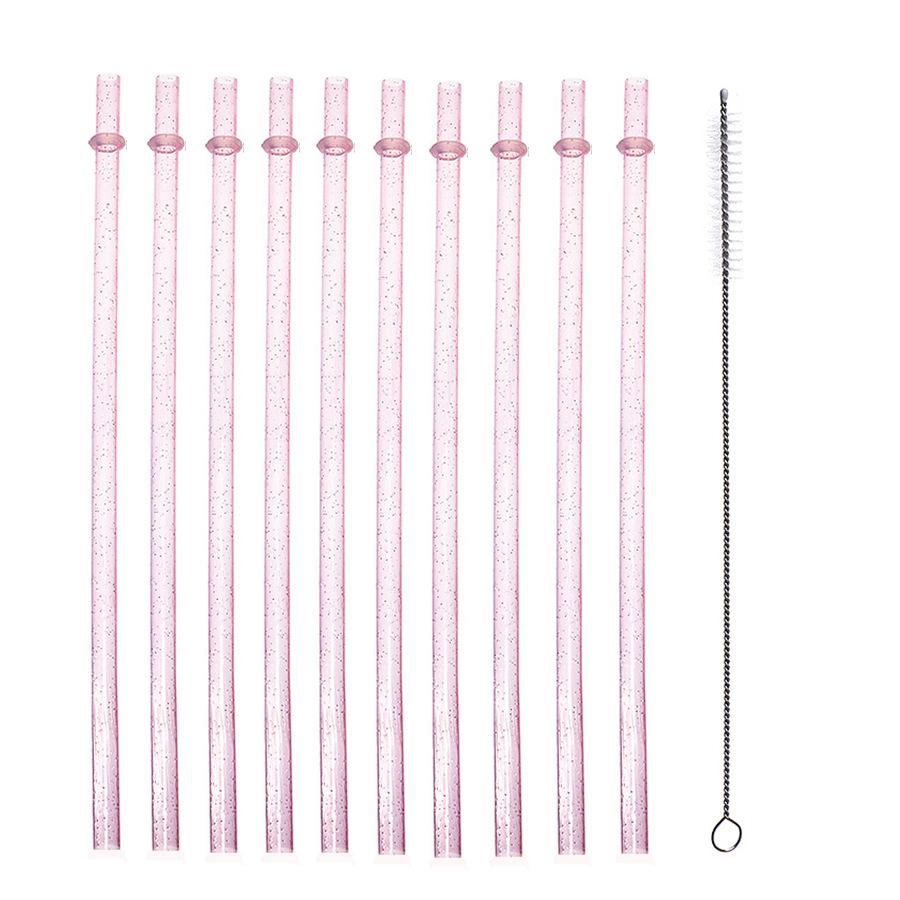 

Straw, Reusable Clear Plastic Glitter Straws, Extra Long Tumbler Straws For Cups 12 straws + 1 brush