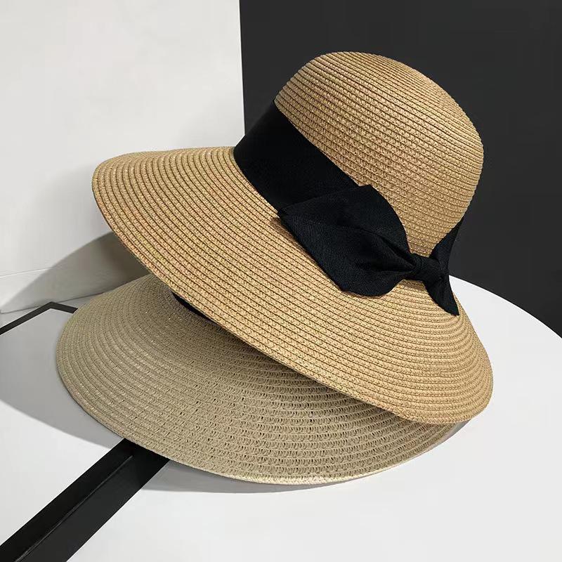 Summer Luxury Fashion Straw Hat Panama Hat Women Top Hat Large Brim Sun Protection Cap Versatile Vacation Beach Hat Fascinator