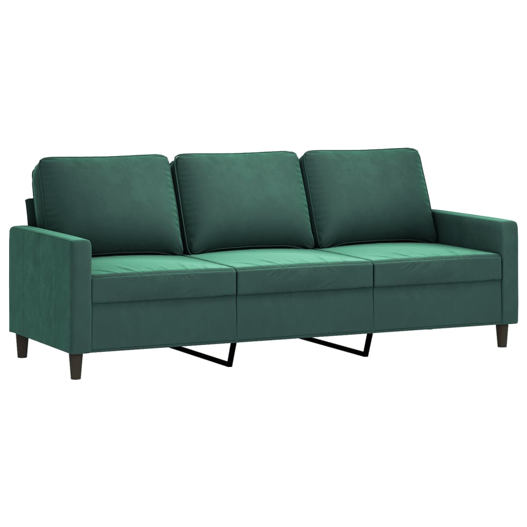 Vidaxl 4-Cz. Living Room Set, Dark Green, Upholstered In Velvet