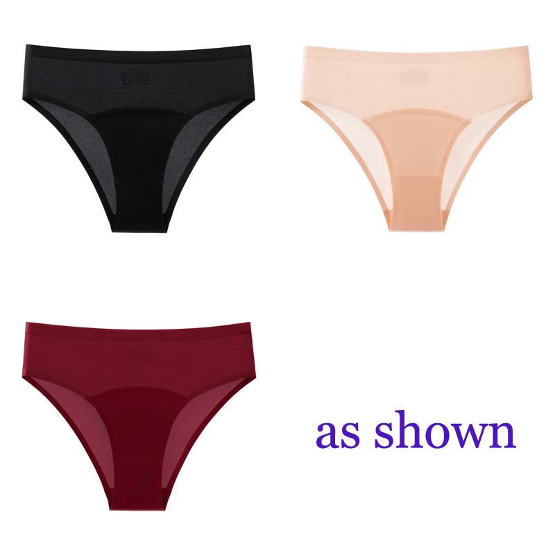 CINOON 3Pcs/Lot Sexy Ice Silk Satin Briefs Mid-Waist Mesh Seamless Underwear Solid Color Patchwork Breathable Panties