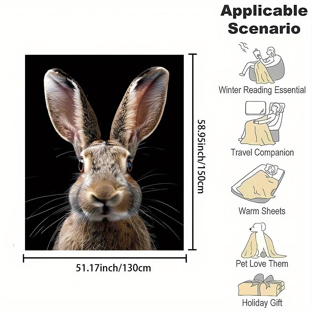 Cozy Flannel Throw Blanket with Cute Rabbit Print - Soft, Reversible, All-Season Nap Blanket for Office, Bed, Sofa, Camping