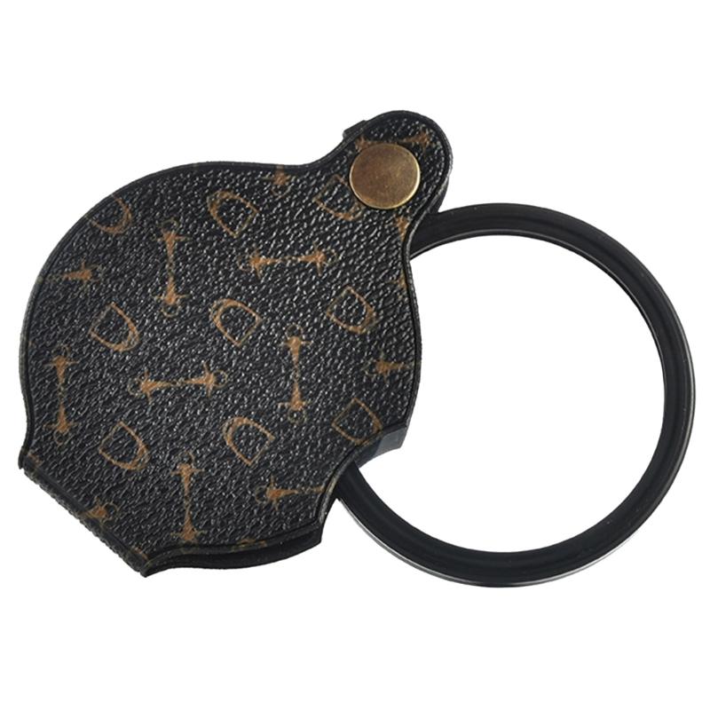 

15X Small Pocket Magnifier Glass, folding Magnifying Lens with Rotating Leather ProtectiveCase for Senior Reading 1
