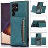 Triple Folded Matte Leather Wallet Case for Samsung S25 Ultra S24 FE S23 S22 Plus S21 A55 A14 Cards Slots Kickstand Flip Cover