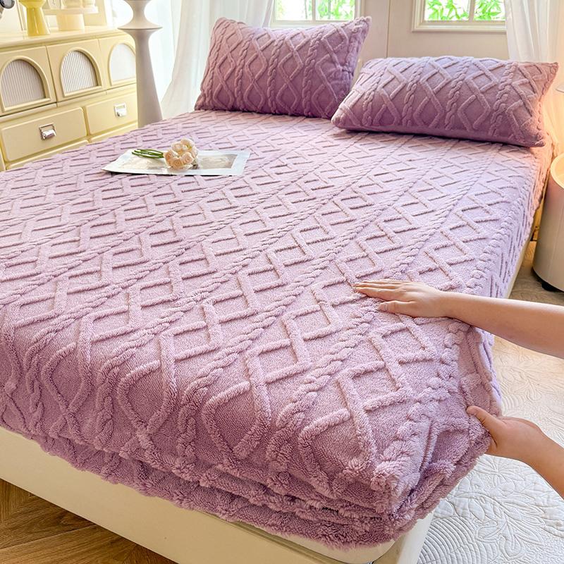 2025 New Solid Color Tafu Fleece Fitted Sheet Household Mattress Protective Cover Non-slip Single Piece No Pillowcase