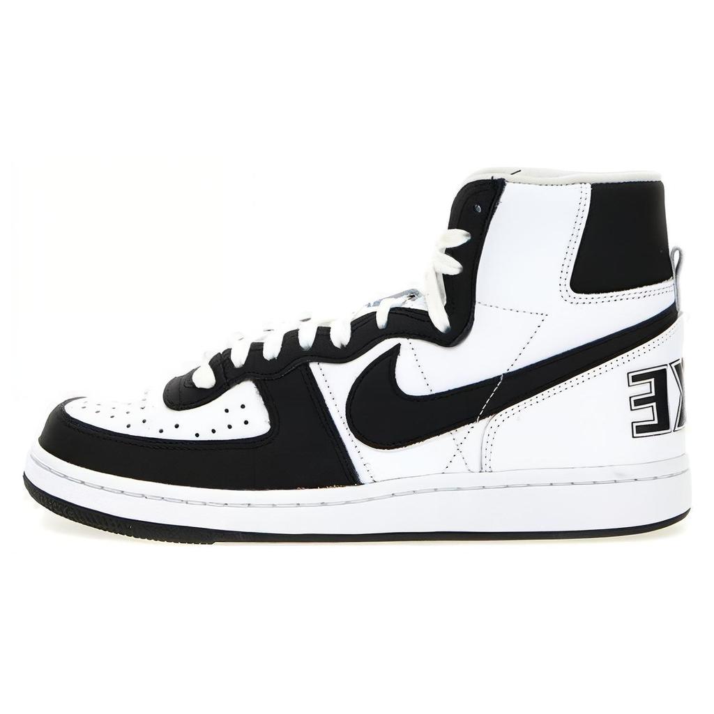 Nike CDG X Leather Round Toe Lace-Up High-Top Sneakers Men sneakers Black White PKK1050011
