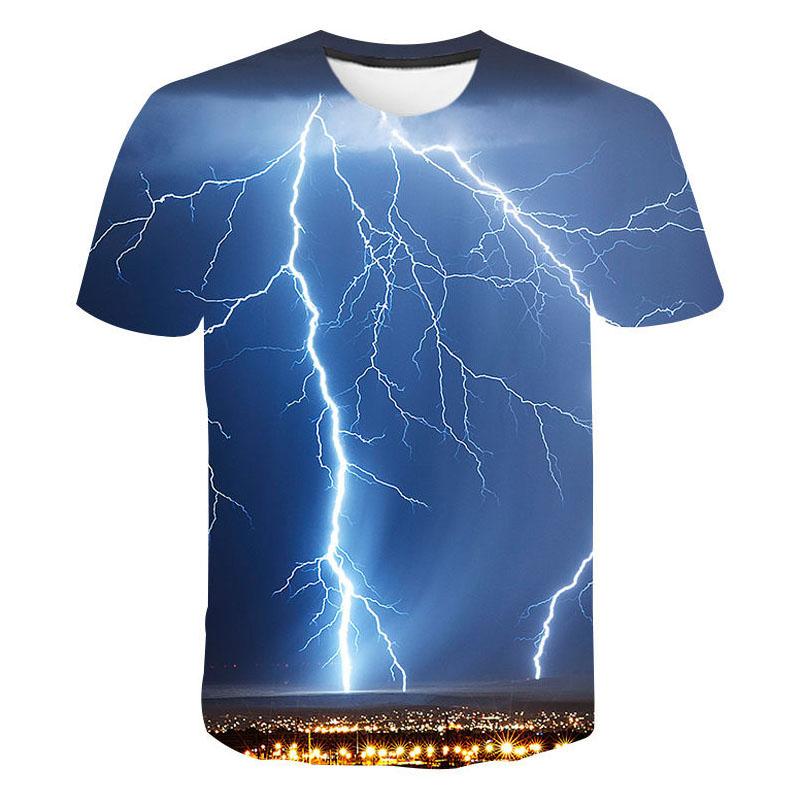 Summer Fashion Cool Lightning Graphic T Shirts Men Trend Casual Streetwear 3D Printed Leisure Sports Oversized t shirt Tops