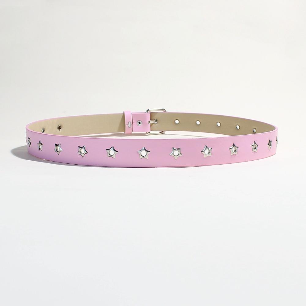 Fashion Punk Women's Belt Korean Style Casual Metal Buckle Waistband Versatile Star Hollow Eyelet Waist Strap Jeans Decor