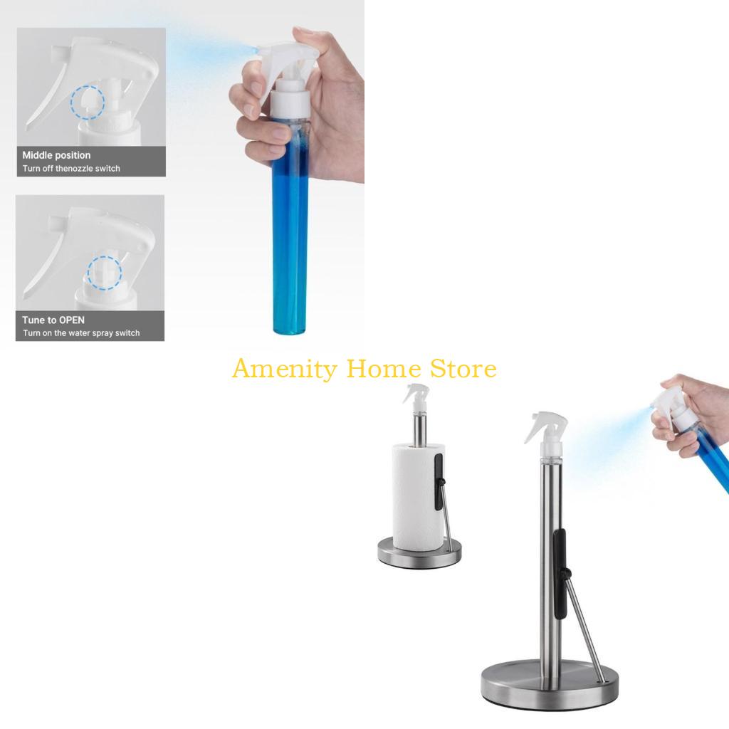 

F26C Standing Paper Stand with Sprays Bottle Stainless Steel Tissue Roll Rack Metal Paper Towel Dispenser for Everyday Use CN
