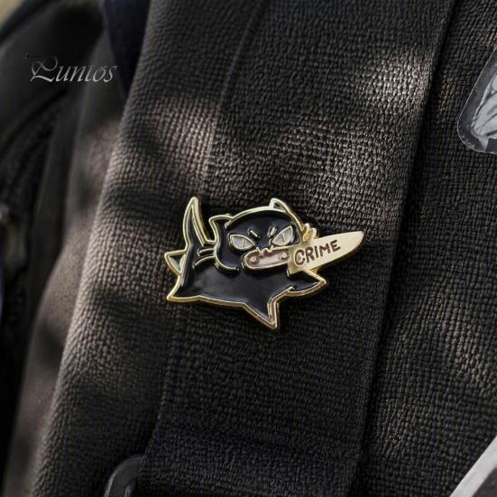 Animal Lapel Pin Cartoon Black Cat Brooch Pin, Enamel for Canvas Bags Men Women, Decorative Badge Clothing Scarves Sweaters Metal Jackets Pins