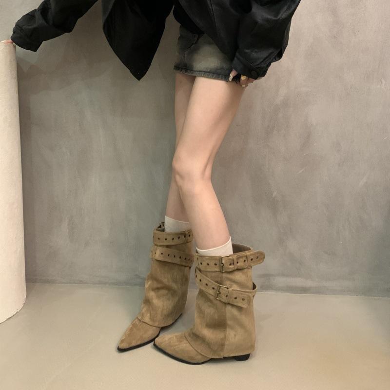 American Spice Girls Belt Buckle Pants Boots Short Boots Season Niche Design Short Boots Western Boots