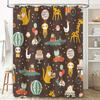 Adorable Animal Birthday Shower Curtain Set Kids Party Decorations for Bathroom Multicolored Pattern Canvas Fabric Perfect Gift