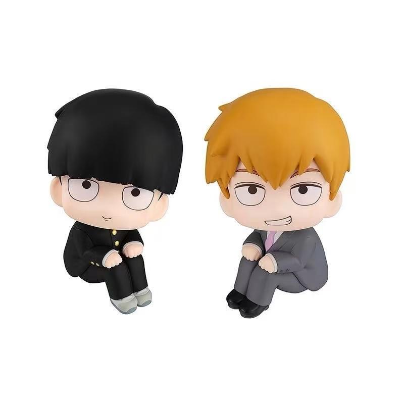 Anime Mob Psycho 100 Figures Gk Reigen Arataka Q Edition Kawaii Sitting Palm Series Model Doll Desktop Ornaments Collectible Toy