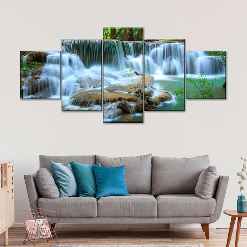 5pcs Landscape Canvas Painting Modern Wall Art Printed Picture Home Decor Mountain Sunset Wall Art for Living Room Decor Unframe