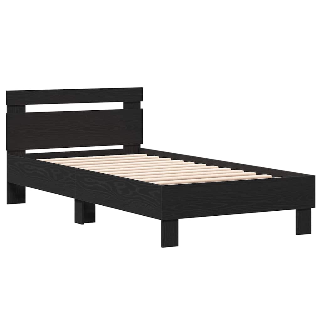 Bed Frame Black Oak Effect 193 x 95 x 88 cm Engineered Wood