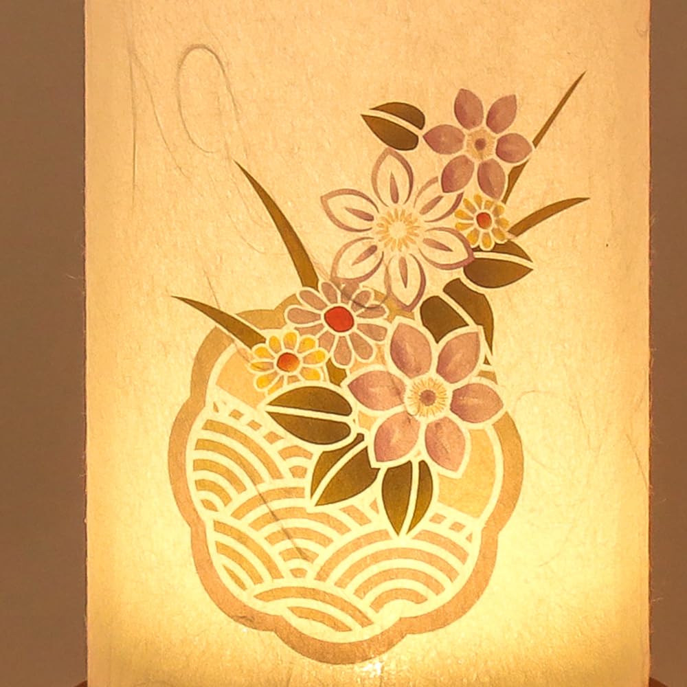 Bon Festival Lantern No. 2967, Japanese Light Lamp (Kanka), 18.5cm Tall, Cordless LED, Battery-Operated, Double-Layered, Modern Style