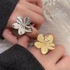 Delicate Geometric Opening Ring Stainless Steel Index Finger Ring Flower Ring For Ladies