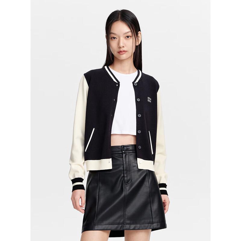 

PEACEBIRD Women s Baseball Collar Knit Jacket S