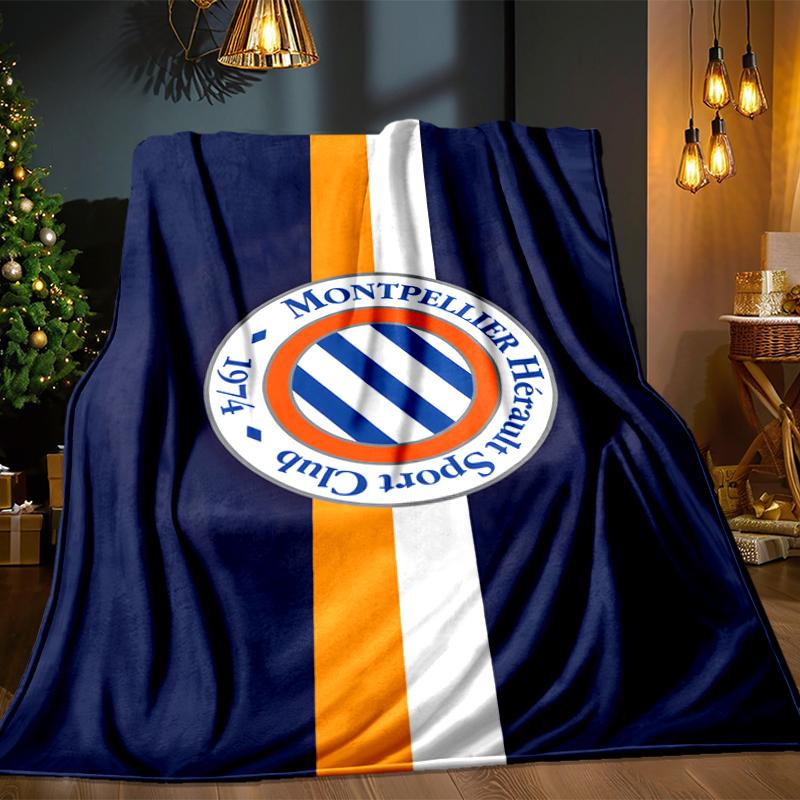 Montpellier Sc Crest Blanket Lightweight Ideal Bedding Blanket Perfect for Travel, Camping, Living Rooms, Offices, Sofas, Fan Christmas gift