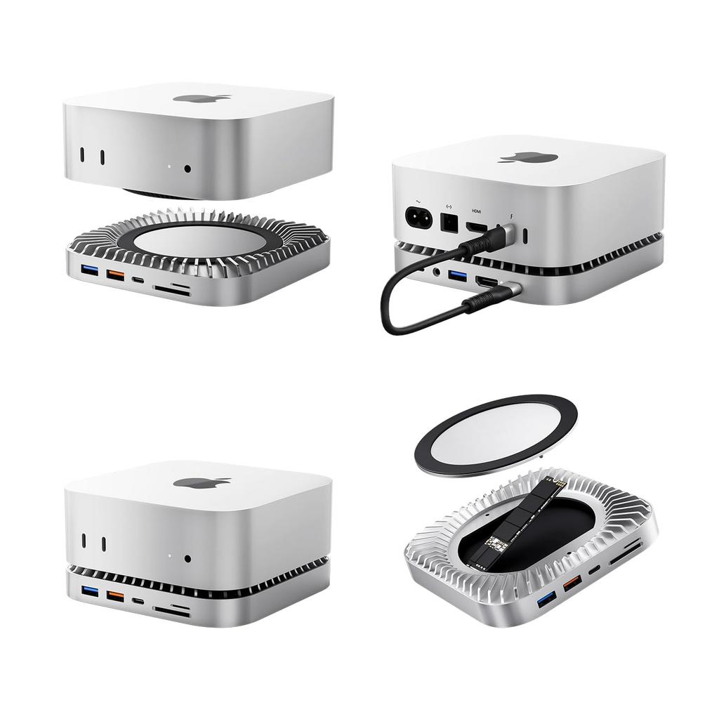 Mac Mini M4 Compatible Hub Hub SSD Expansion HDMI 4K 60Hz Data Port Card Slot Headphone Jack Port for 2024 Mac Mini Pro USB-C 10-in-1 -NVMe USB-C