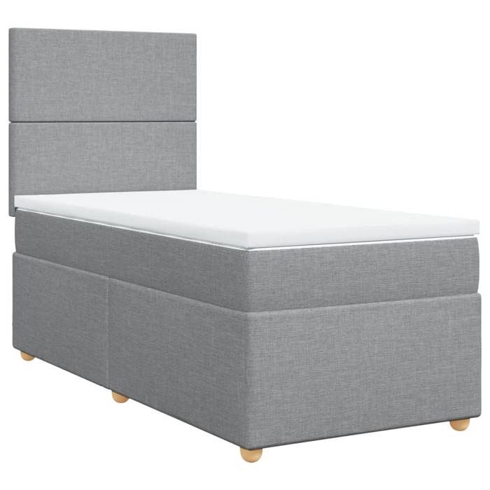 Exclusive House - Slatted Bed Base with Light Grey Mattress 80x200 Cm Fabric