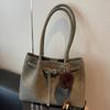 Simple suede underarm bag women's winter new trendy retro tote bag large-capacity commuter bag