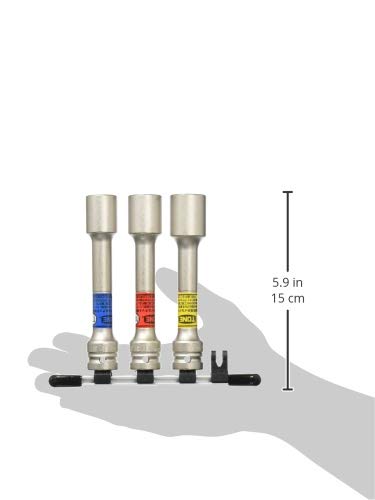 Tone (TONE) HAP403LLN Thin Long Wheel Nut Socket Set for Impact Drivers with Protectors, 12.7mm (1/2") Drive, Includes 3 Pieces