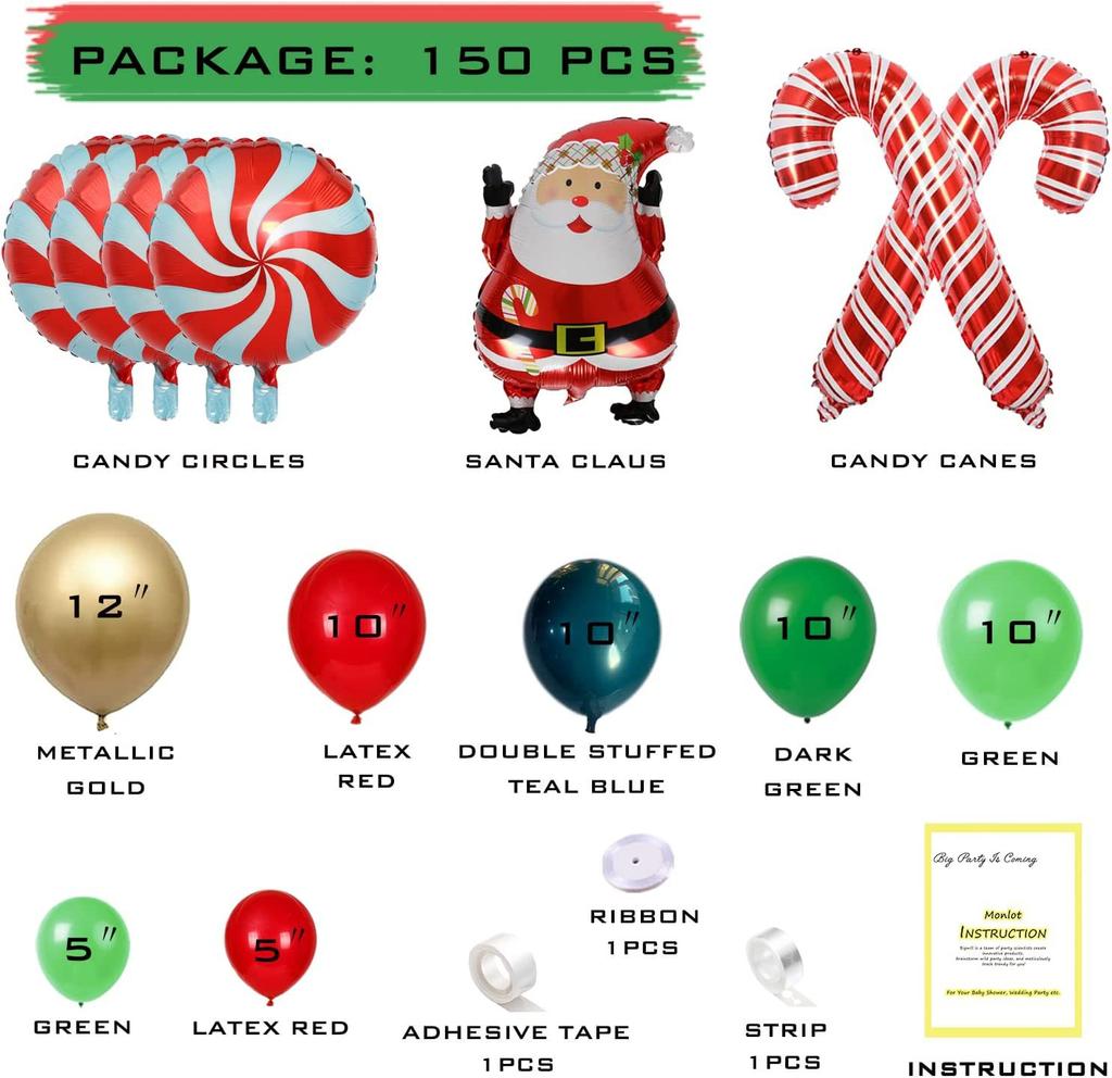 150 stücke Weihnachten Ballon Bogen Grün Gold Rot Box Candy Ballons Girlande Kegel Explosion Stern Folien Ballons Weihnachten Dekoration Party
