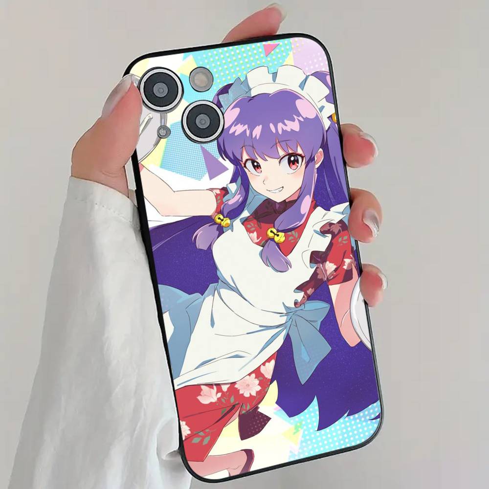 Kawaii S-Shampoo Funny Anime R-Ranma 1 2 Phone Case Cool Black Silicone Soft For IPhone 16 15 14 13 12 11 X XR Plus Pro Max Plus