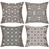 Brown Throw Pillow with Intricate Geometric Patterns Polyester Pillowcase, Sofa Decorative Cushion Cov Headboard Pillow