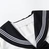 Black Collar White Sailor JK Uniform Set with Pleated Skirt