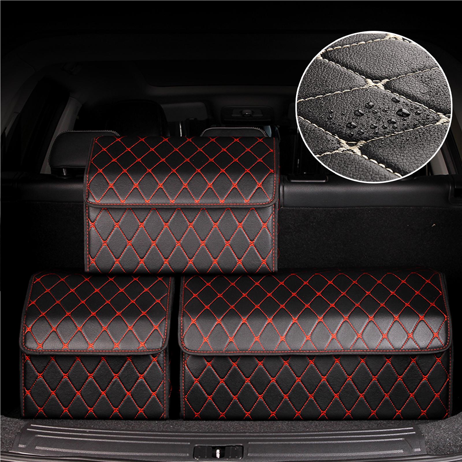 

Органайзер для багажника автомобиля, роскошный складной органайзер для багажника автомобиля, аккуратный ящик для хранения, водонепроницаемый органайзер для хранения багажника автомобиля из искусственной кожи для автомобиля 30x30x30cm