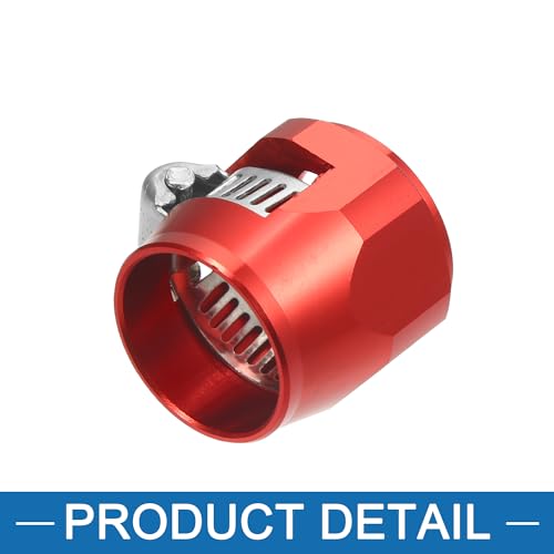 A ABSOPRO Hex Car Hose Finisher Flexible Rubber Pipe Clamp AN10 with Screw Band Fittings for Oil Fuel Water Pipe, Red