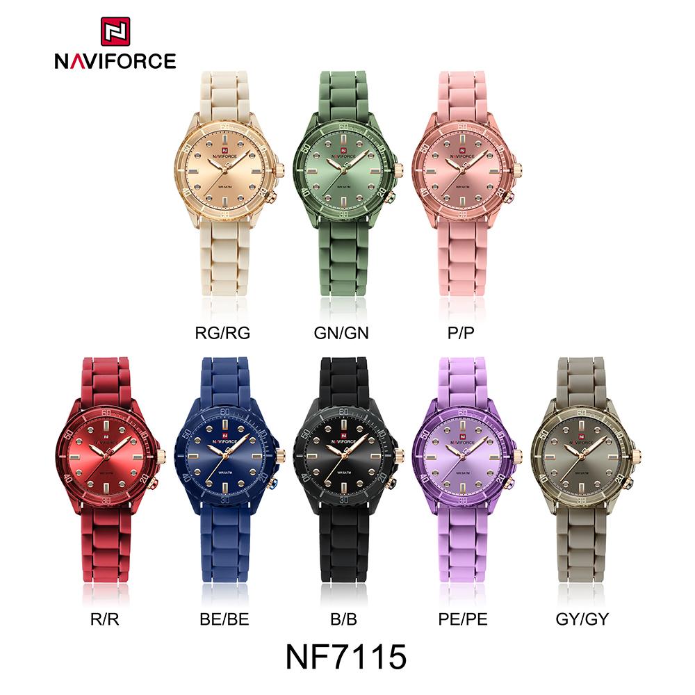 NAVIFORCE Women's Quartz Watch Silicone Strap Waterproof Luminous Pointer Lightweight Fashion Casual Women's Watch NF7115