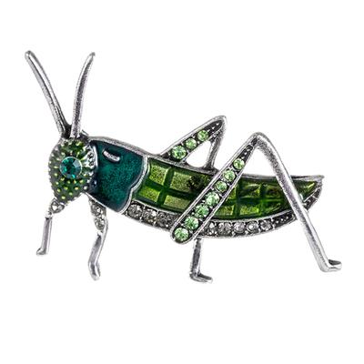Frauen Heuschrecke Heuschrecke Strass Intarsien Insekt Brosche Pin Tasche Jacke Dekor