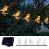 Solar-Lichterkette für Vögel, Wasserdichte Außenleuchte für den Garten, Warm leuchtende LED-Lichter für Terrasse Balkon Rasen Dekoration