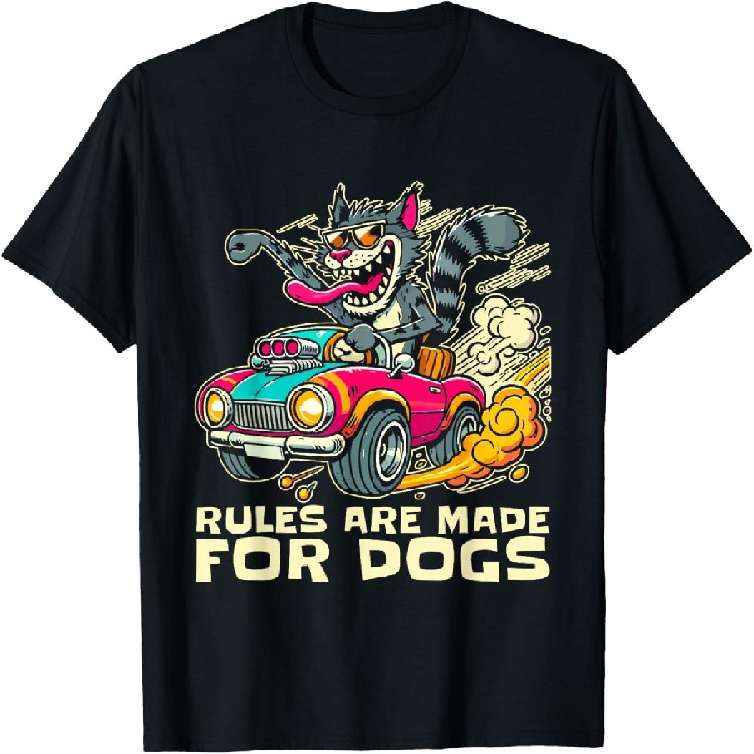 Funny Cat Lover - Rules Are Made for Dogs Driving Cat T-Shirt XXXXXL разноцветный